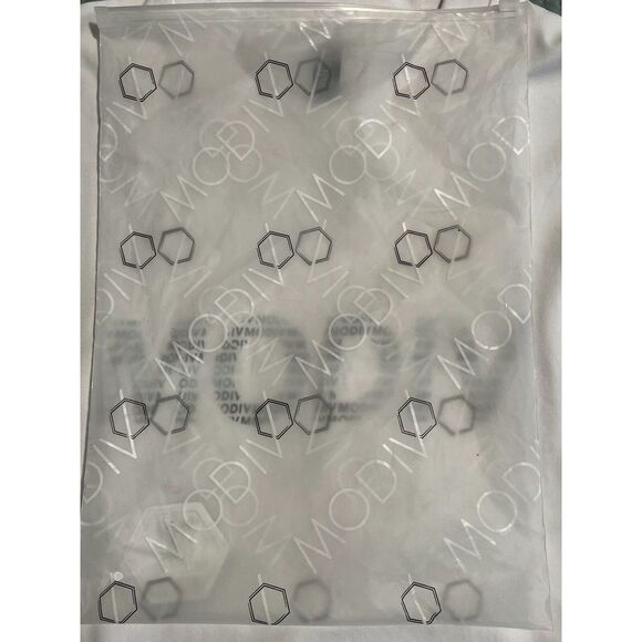 Modiv Shirt Short Sleeve Performance Tee Mens Medium White Block Logo Activewear - Picture 9 of 11